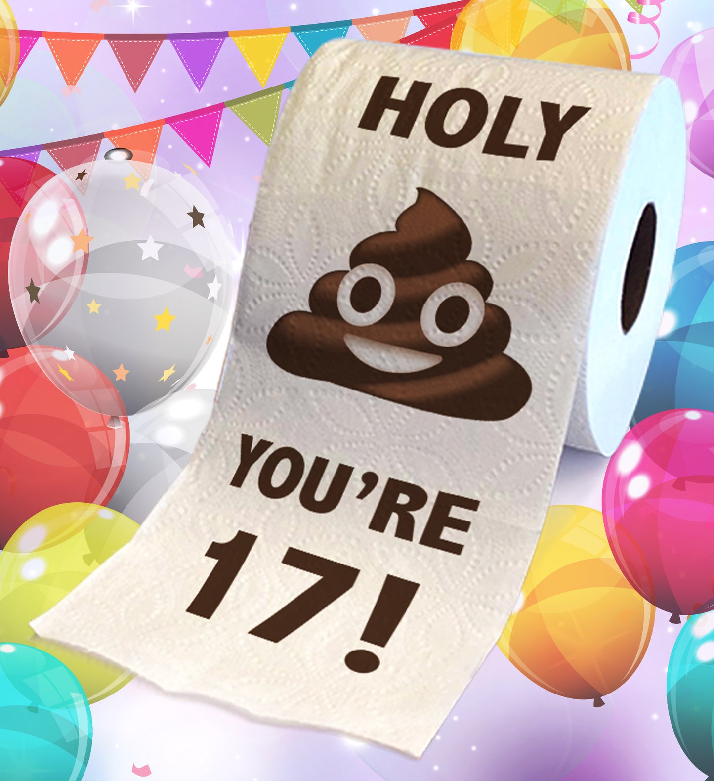 Printed TP Holy Poop You're 17 Printed Toilet Paper Funny Gag Gift - 500 Sheets