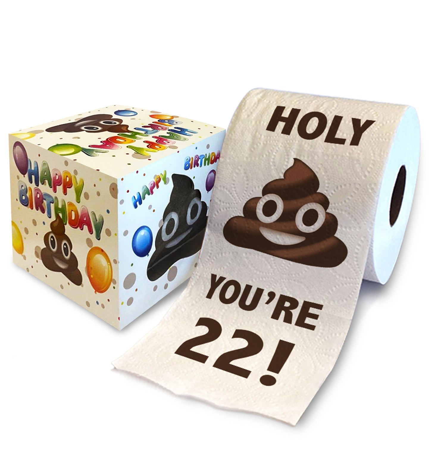 Printed TP Holy Poop You're 22 Printed Toilet Paper Funny Gag Gift – 500 Sheets