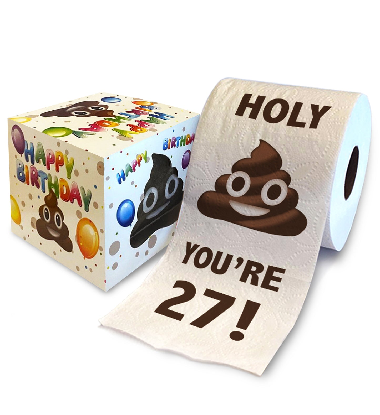 Printed TP Holy Poop You're 27 Printed Toilet Paper Funny Gag Gift – 500 Sheets