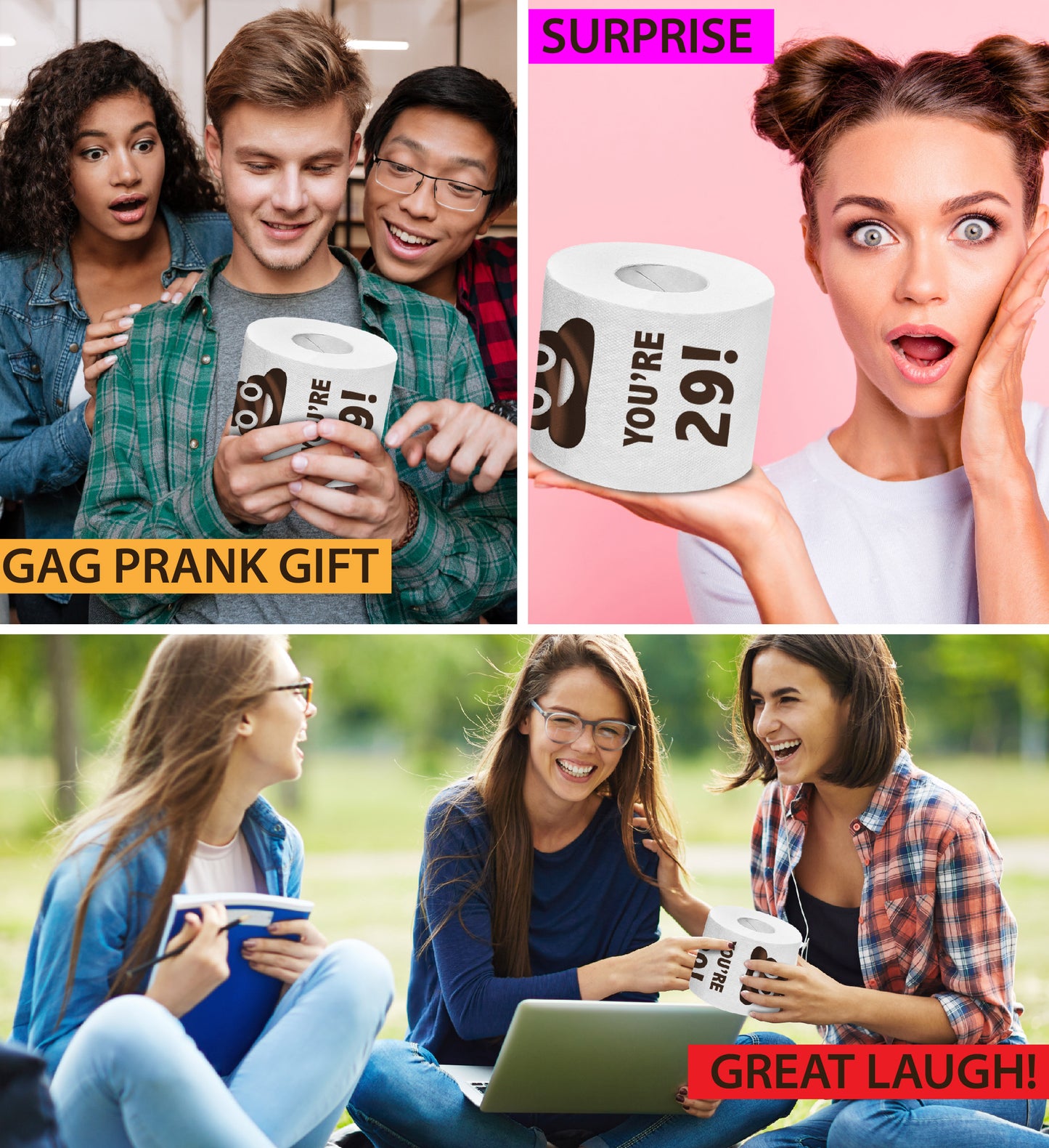 Printed TP Holy Poop You're 29 Printed Toilet Paper Funny Gag Gift – 500 Sheets