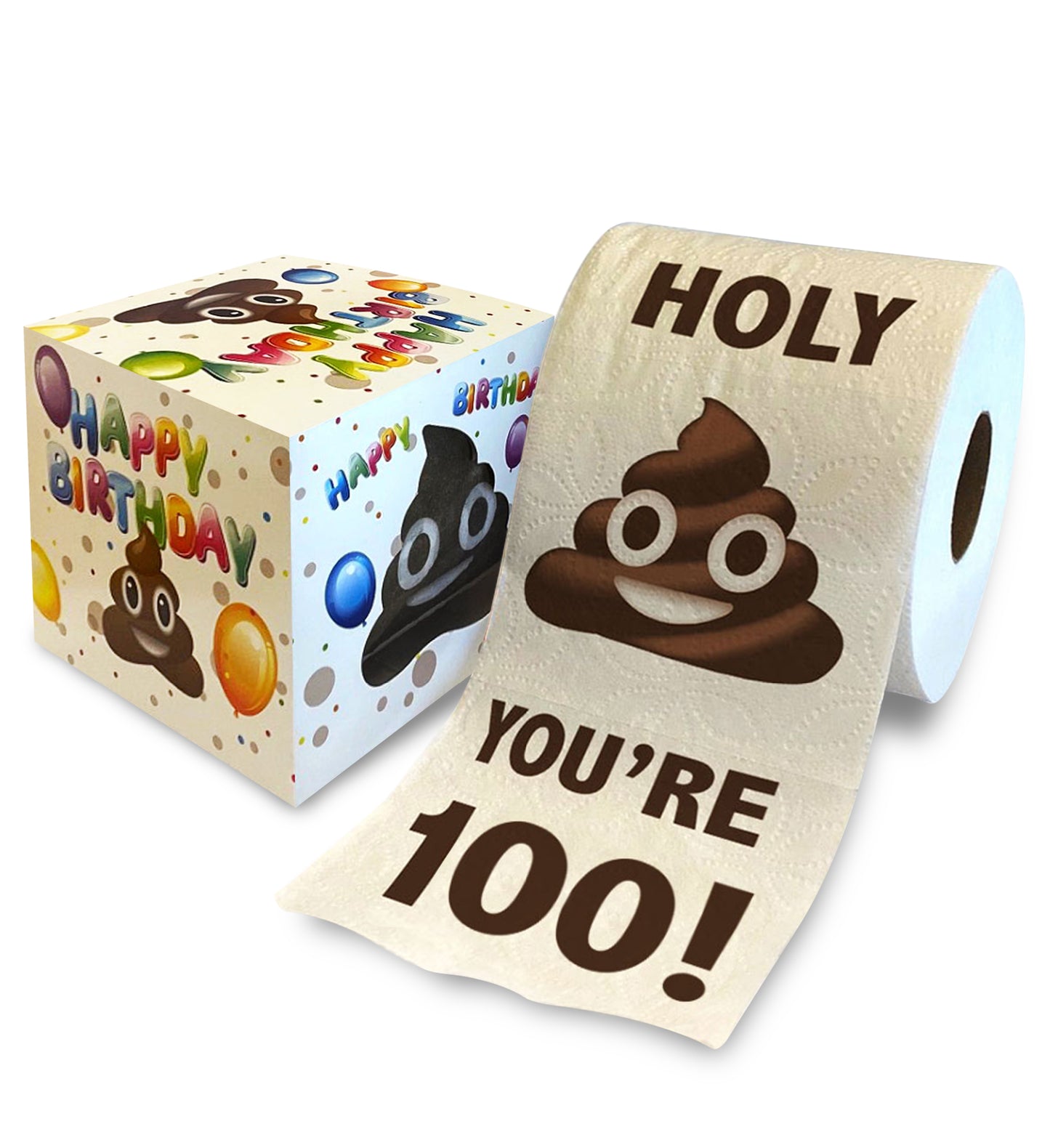 Printed TP Holy Poop You're 100 Printed Toilet Paper Funny Gag Gift, 500 Sheets