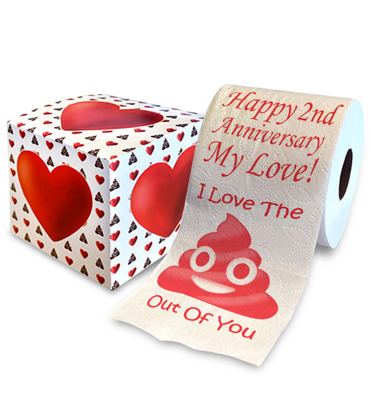 Printed TP Happy Second Anniversary Printed Toilet Paper Prank – 500 Sheets
