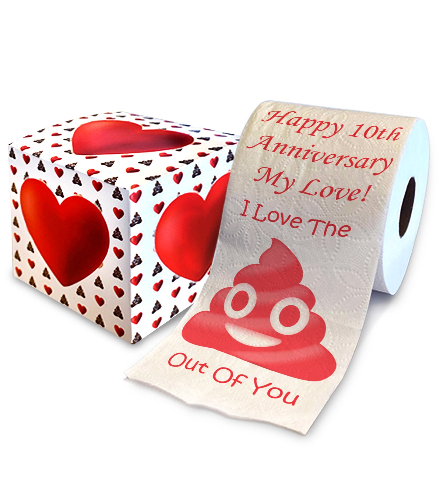 Printed TP Happy Tenth Anniversary Printed Toilet Paper Prank – 500 Sheets