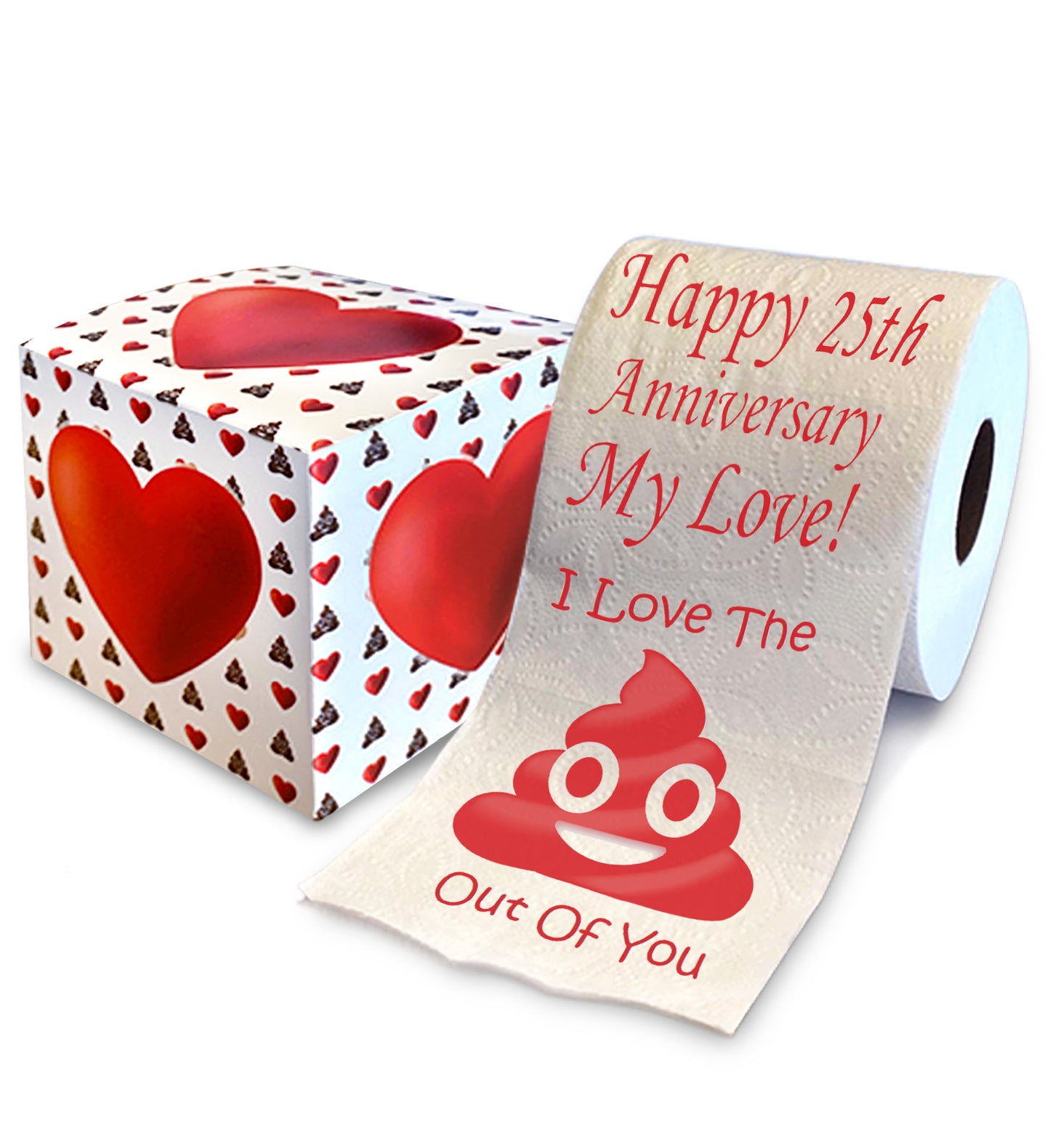 Printed TP Happy Twenty Fifth Anniversary Printed Toilet Paper Gift, 500 Sheets