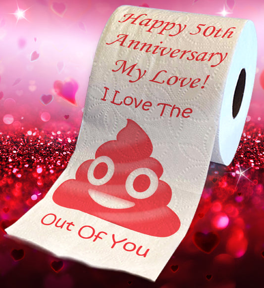 Printed TP Happy Fiftieth Anniversary Printed Toilet Paper Gift - 500 Sheets