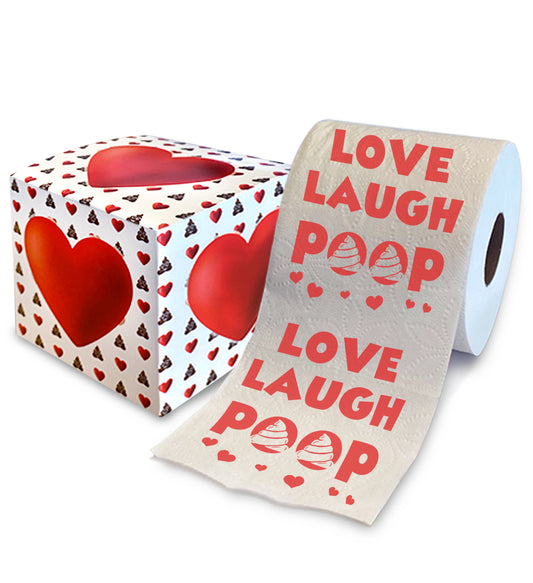 Printed TP Love Laugh Poop Printed Toilet Paper Funny Gag Gift - 500 Sheets