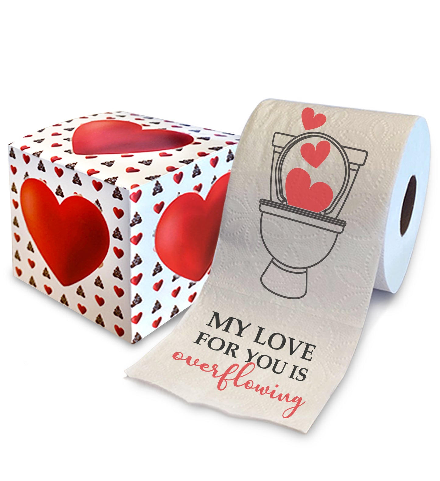 Printed TP My Love For You Is Overflowing Printed Toilet Paper Gift, 500 Sheets