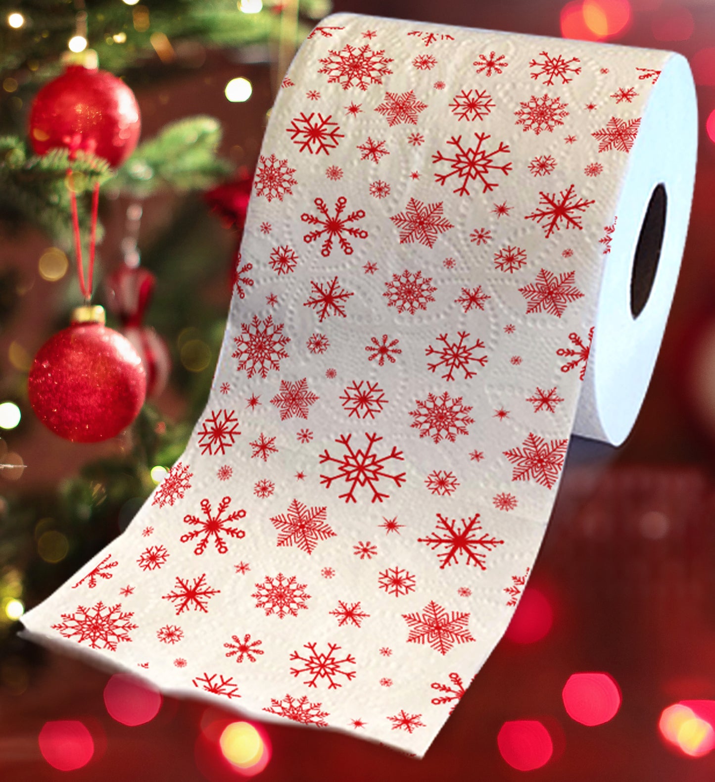 Printed TP Red Snowflakes Winter Holiday Printed Toilet Paper Gift – 500 Sheets