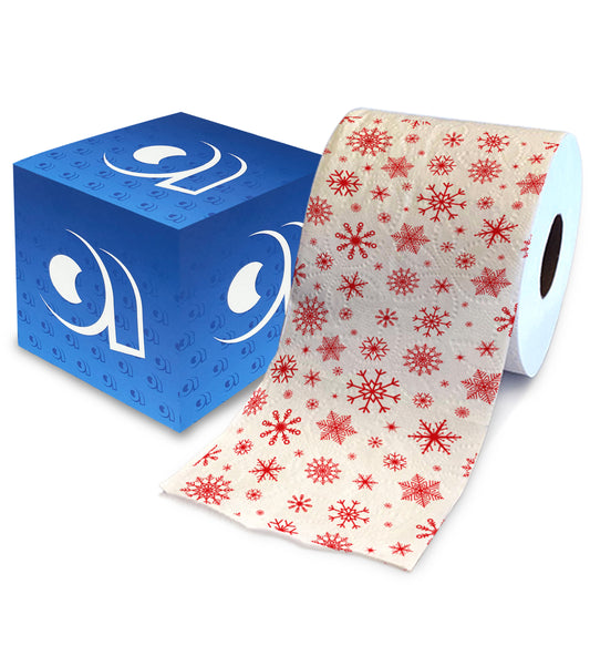Printed TP Red Snowflakes Winter Holiday Printed Toilet Paper Gift – 500 Sheets