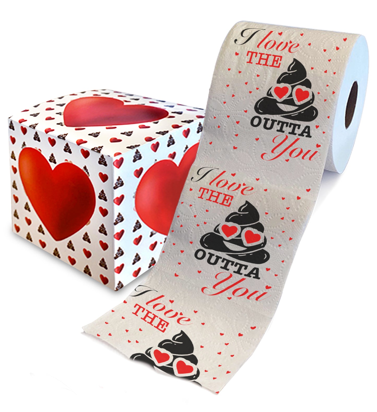 Printed TP I Love The Poop Outta You Valentines Printed Toilet Paper, 500 Sheet