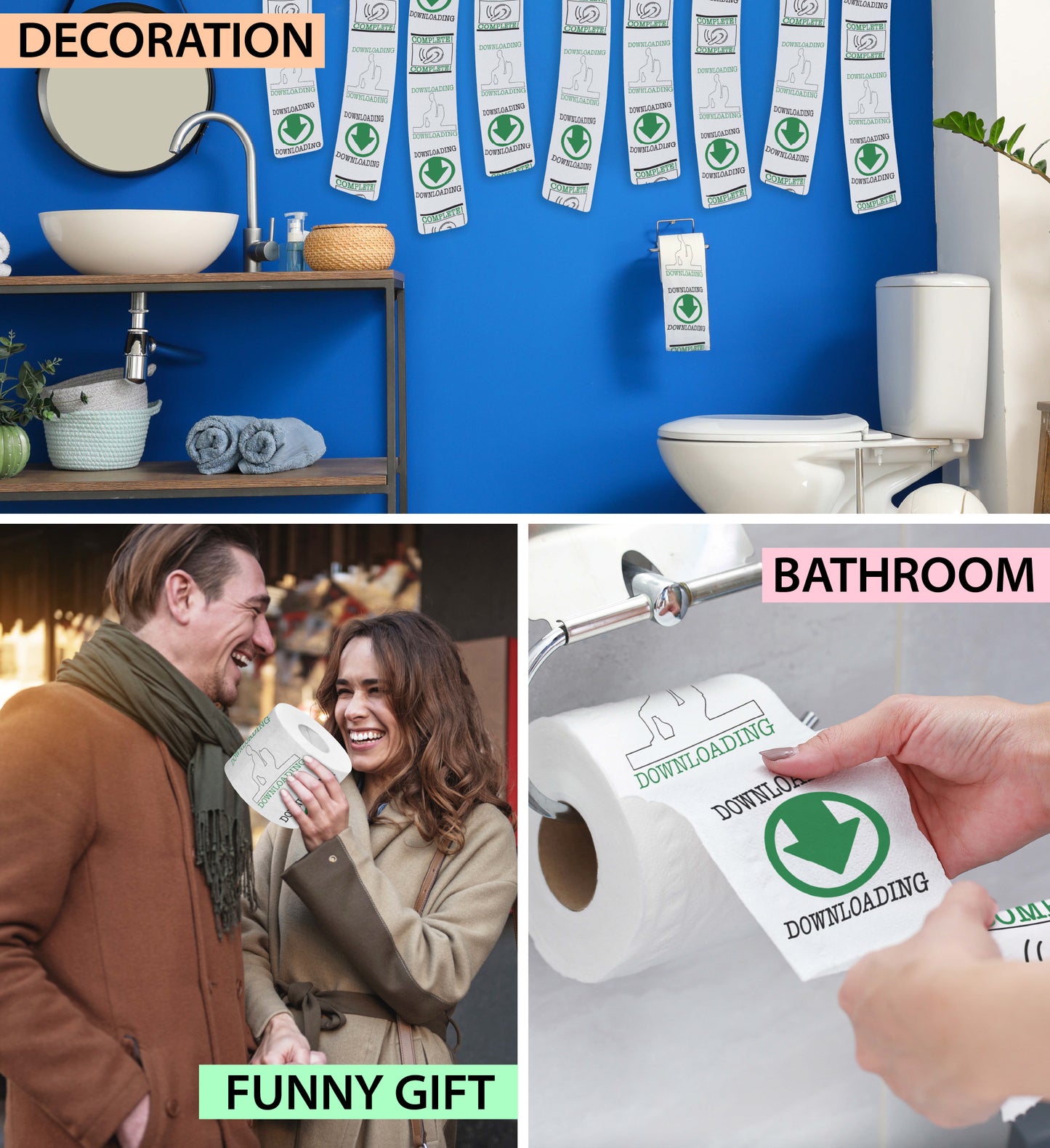 Printed TP Downloading Complete Printed Toilet Paper Funny Gag Gift – 500 Sheet