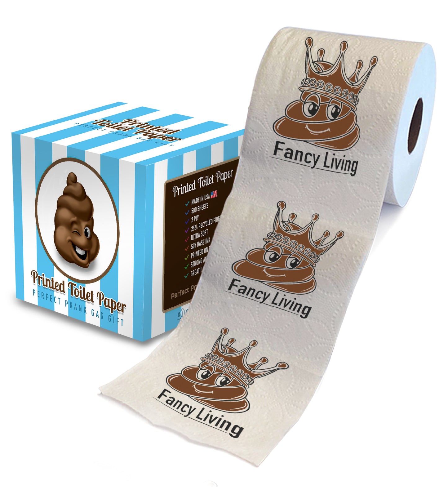 Printed TP Funny Fancy Living Printed Toilet Paper Gag Gift – 500 Sheets