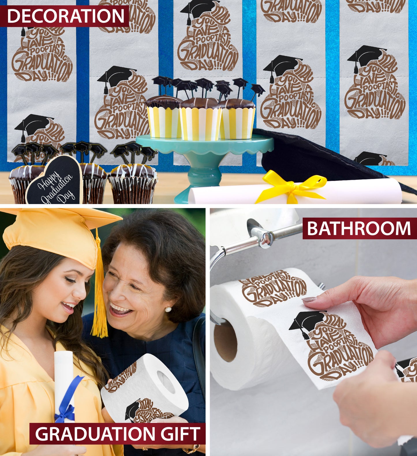 Printed TP May You Have a Pooptastic Graduation Printed Toilet Paper 500 Sheets