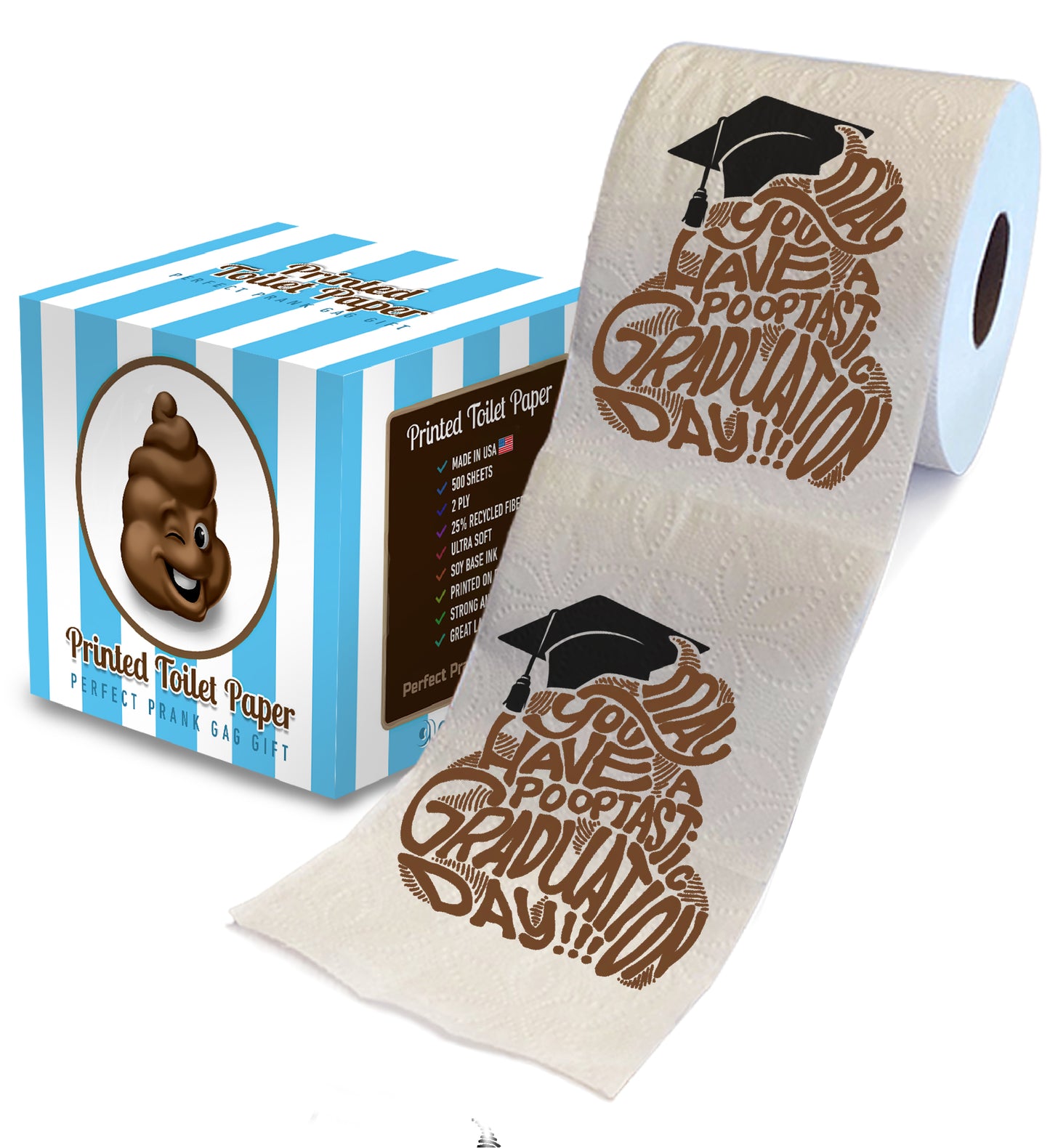 Printed TP May You Have a Pooptastic Graduation Printed Toilet Paper 500 Sheets