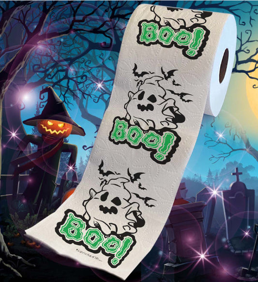 Printed TP Halloween Boo! Ghost Printed Toilet Paper Gag Gift – 500 Sheets