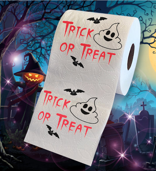 Printed TP Halloween Trick or Treat Poop Ghost Printed Toilet Paper – 500 Sheet