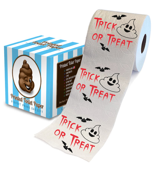 Printed TP Halloween Trick or Treat Poop Ghost Printed Toilet Paper – 500 Sheet