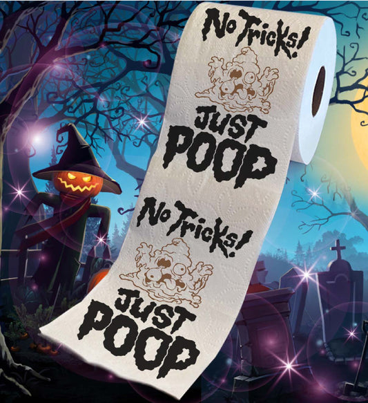 Printed TP Halloween No Tricks Just Poop Printed Toilet Paper Gift – 500 Sheets