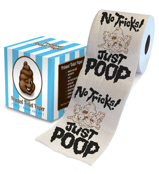 Printed TP Halloween No Tricks Just Poop Printed Toilet Paper Gift – 500 Sheets