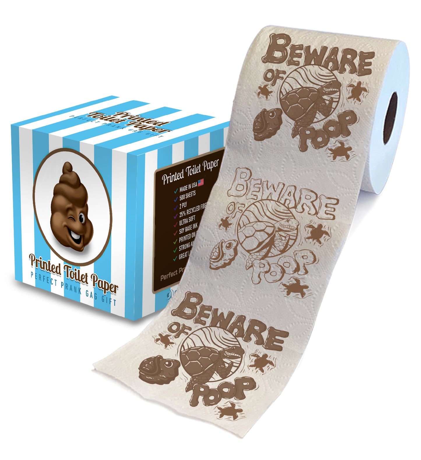 Printed TP Beware of Sea Turtle Poop Printed Toilet Paper Gag Gift – 500 Sheets