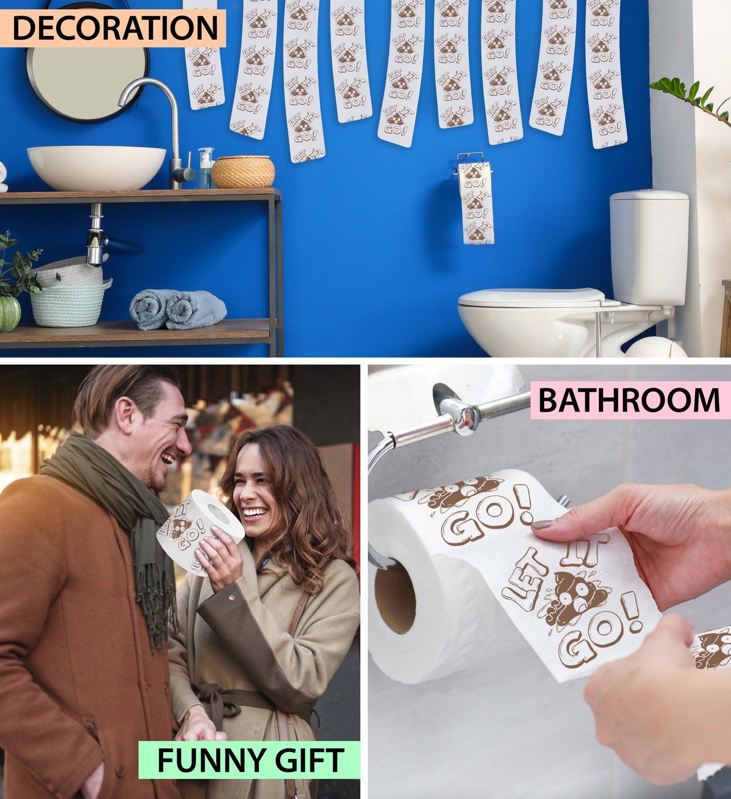 Printed TP Let It Go Printed Toilet Paper Funny Gag Novelty Gift – 500 Sheets