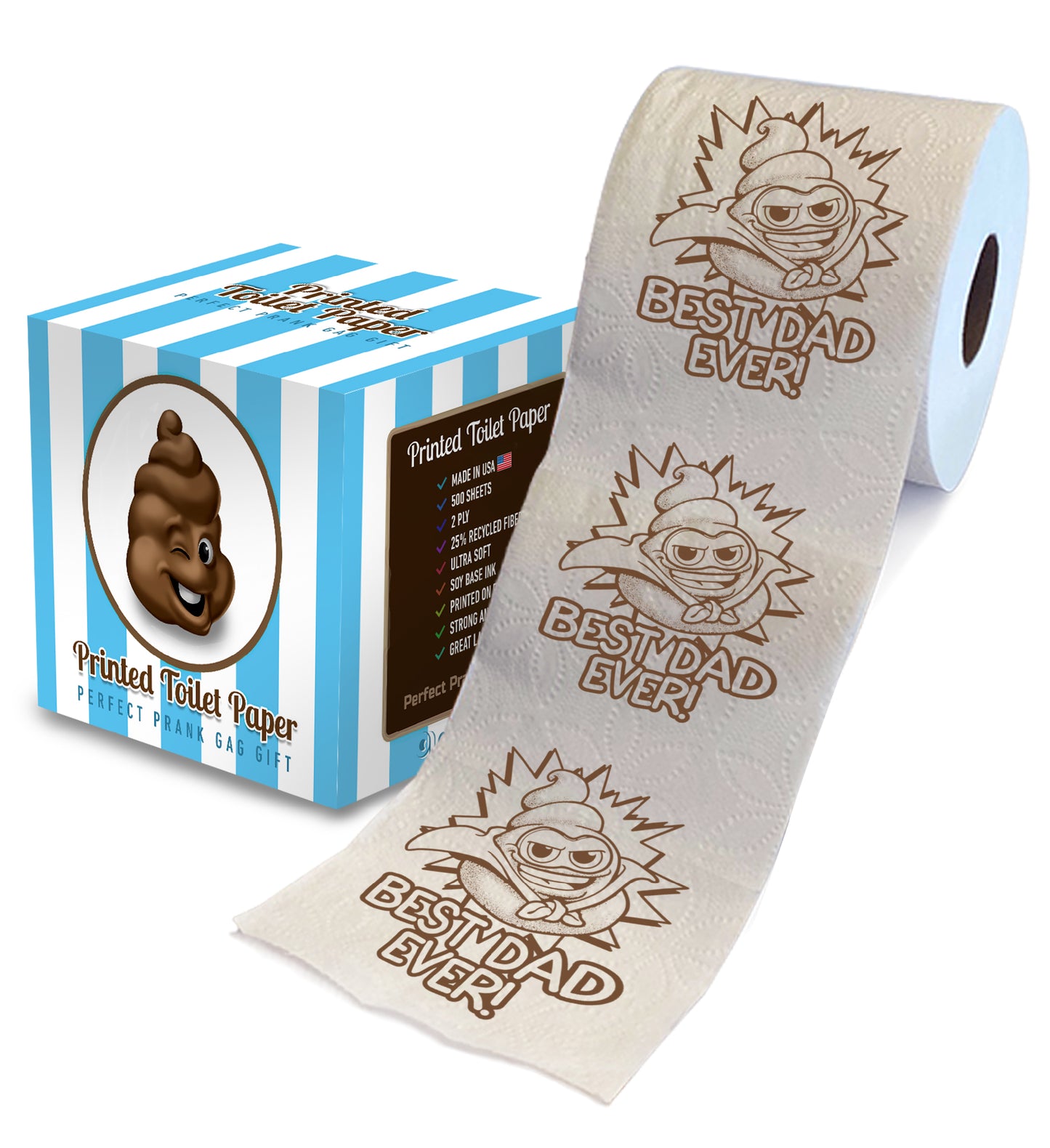 Printed TP Happy Fathers Day Best Dad Ever Printed Toilet Paper - 500 Sheets