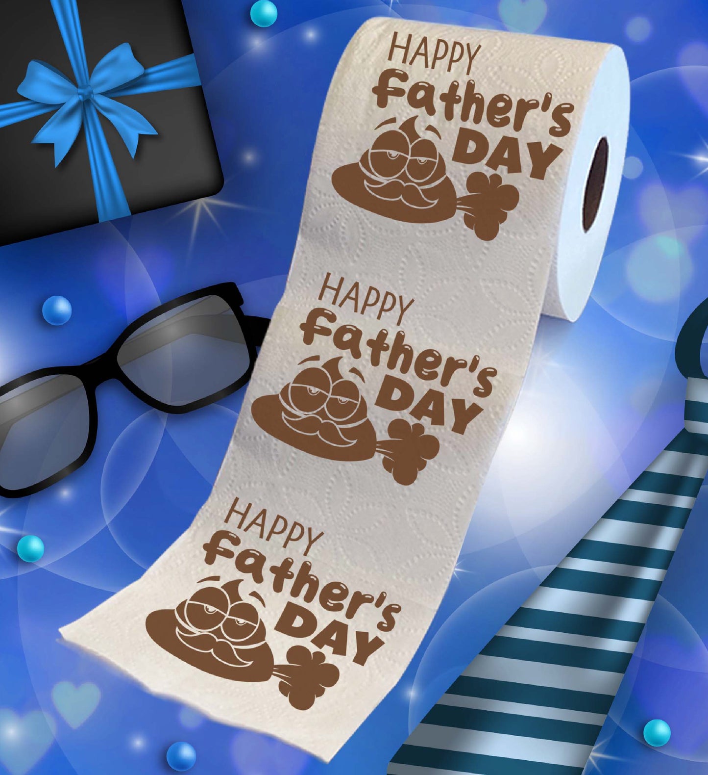 Printed TP Happy Fathers Day Poop Cartoon with Fart Toilet Paper – 500 Sheets