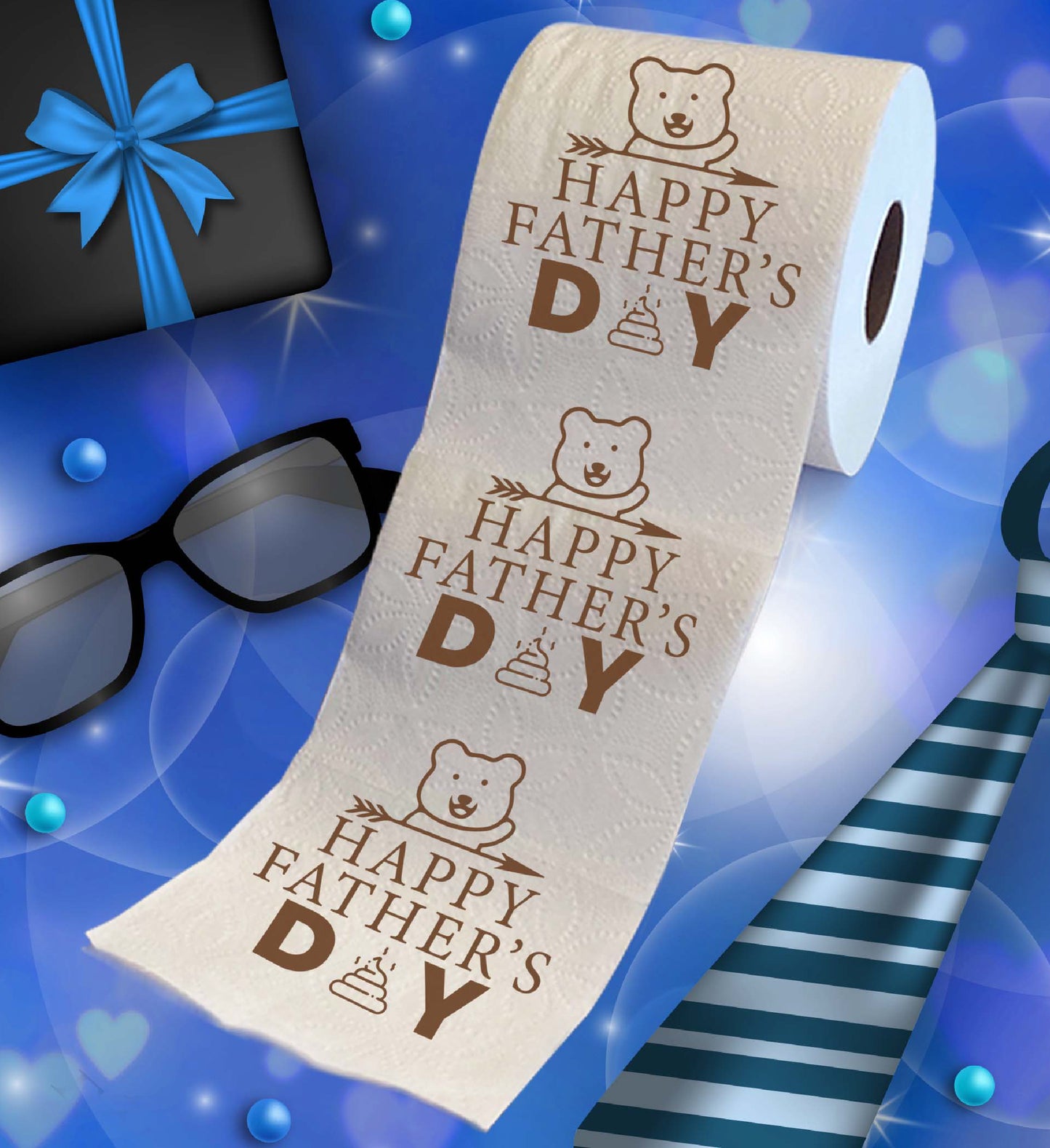 Printed TP Happy Fathers Day Smiling Bear with Arrow Toilet Paper - 500 Sheets