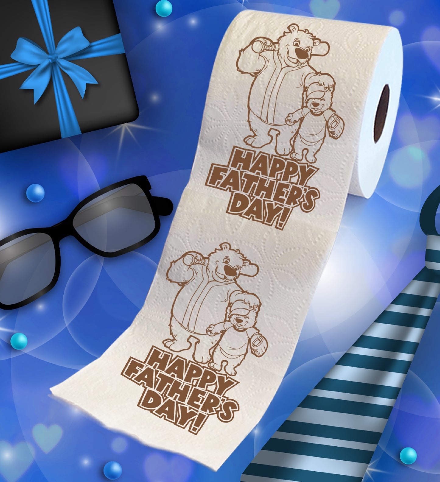 Printed TP Happy Fathers Day Papa Bear with Cub Printed Toilet Paper, 500 Sheet