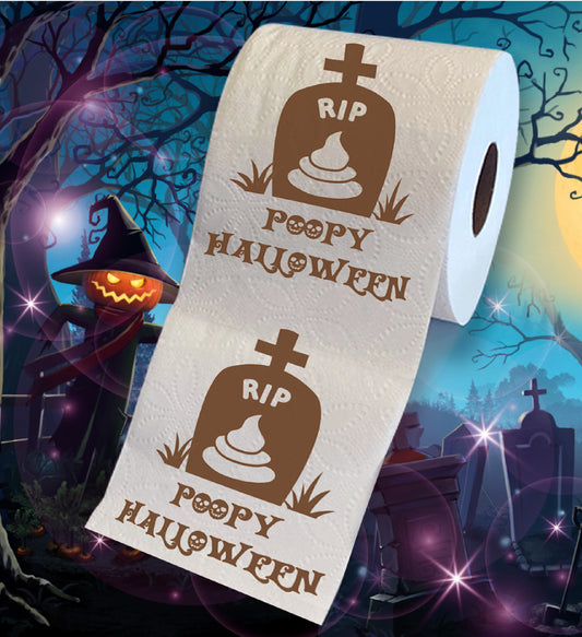 Printed TP RIP Poopy Halloween Printed Toilet Paper Funny Gag Gift – 500 Sheets