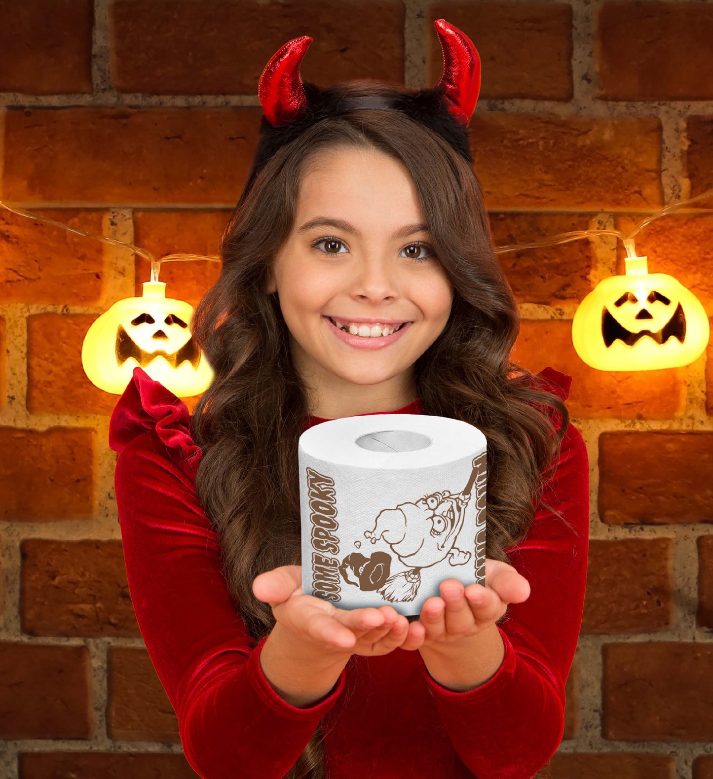 Printed TP Halloween Spooky Poop Going Down Toilet Paper Gag Gift – 500 Sheets