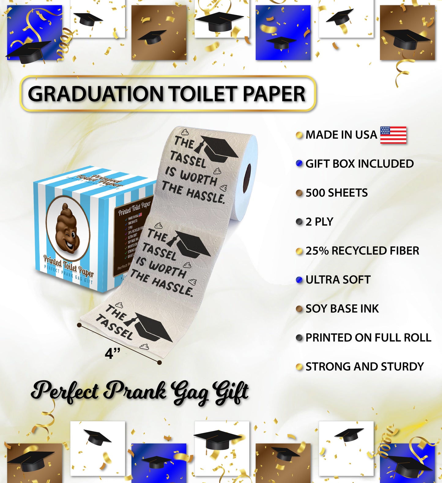 Printed TP The Tassel is Worth The Hassle Printed Toilet Paper Gift, 500 Sheets