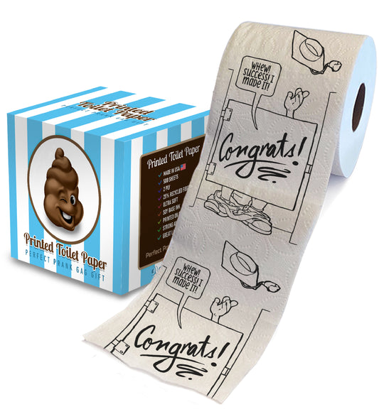 Printed TP Congrats! Whew! Success! Printed Toilet Paper Gag Gift, 500 Sheets