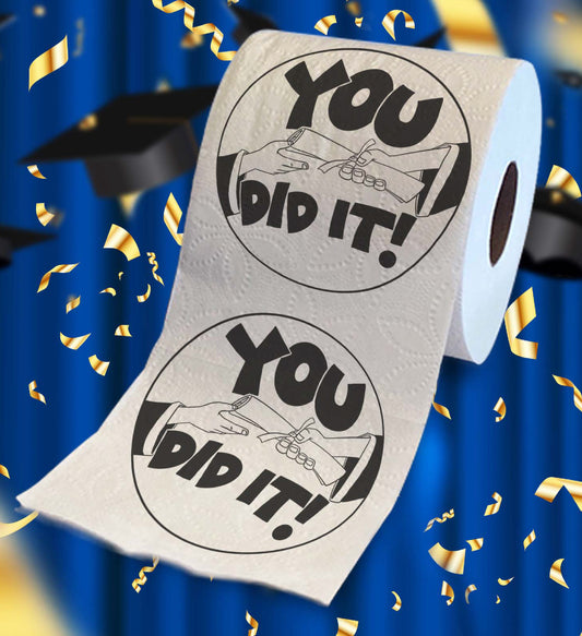 Printed TP You Did It! Printed Toilet Paper Graduation Gag Gift, 500 Sheets