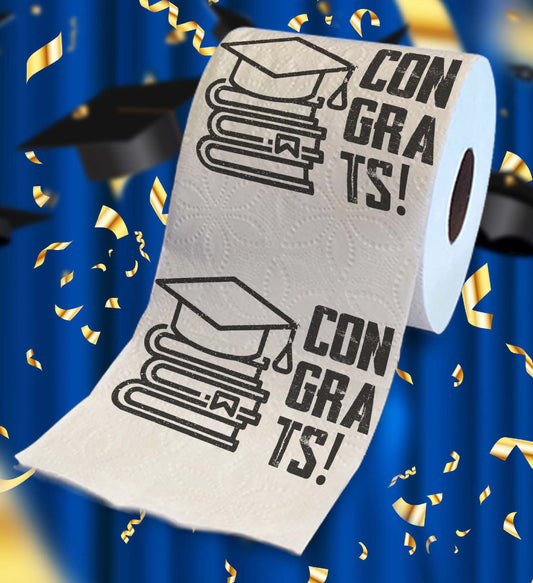 Printed TP Congrats Printed Toilet Paper Happy Graduation Gag Gift, 500 Sheets