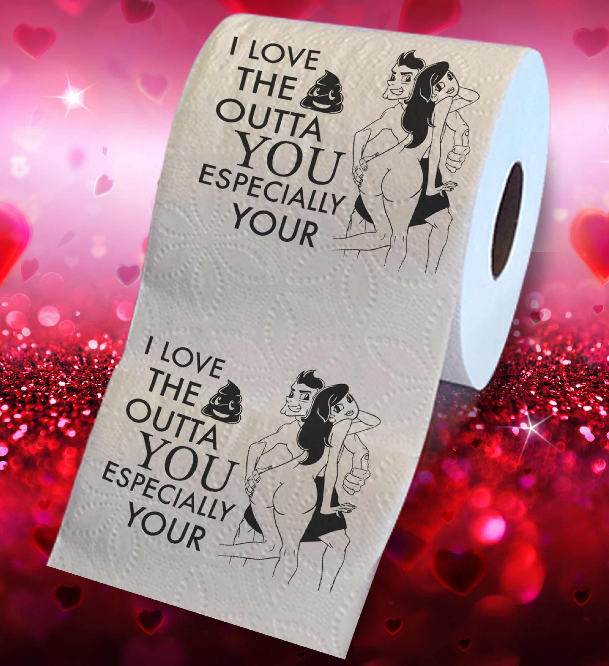 Printed TP I Don't Give A Sh*t About Valentine's Printed Toilet Paper Gag Gift - Funny Toilet Paper Roll for Prank, Bathroom Decor, Romantic Novelty