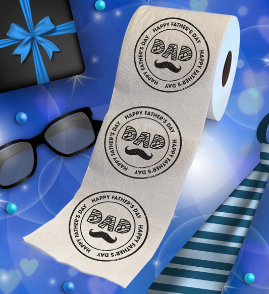 Printed TP Happy Fathers Day Dad Mustache Stamp Design Toilet Paper, 500 Sheets