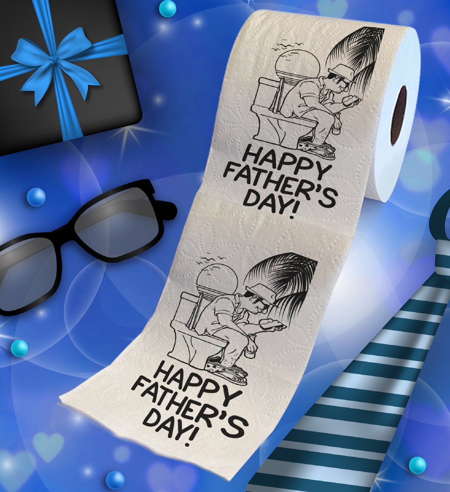 Printed TP Happy Fathers Day Dad on Vacation Printed Toilet Paper – 500 Sheets