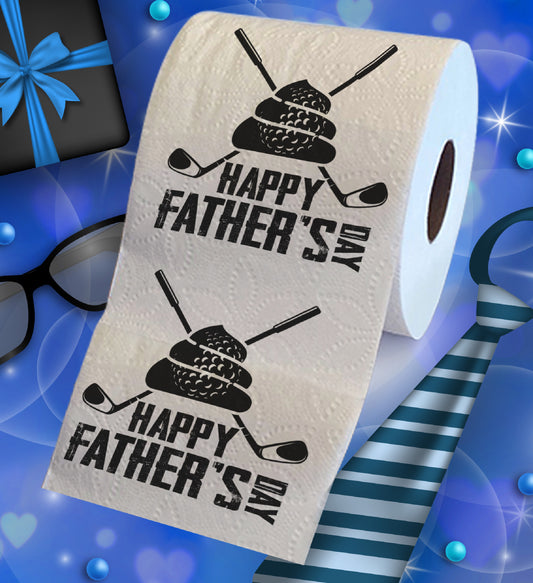 Printed TP Happy Fathers Day Golf With My Poop Printed Toilet Paper, 500 Sheets