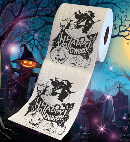 Printed TP Happy Halloween Printed Toilet Paper Funny Gag Gift – 500 Sheets