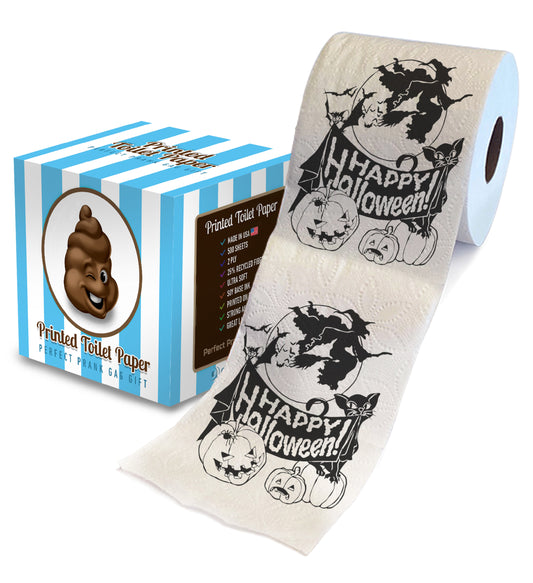 Printed TP Happy Halloween Printed Toilet Paper Funny Gag Gift – 500 Sheets