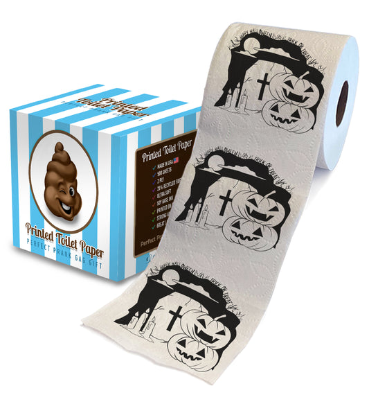 Printed TP Halloween Night Scary Printed Toilet Paper Gag Gift – 500 Sheets