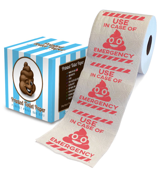 Printed TP Use in Case of Emergency Printed Toilet Paper Gag Gift - 500 Sheets