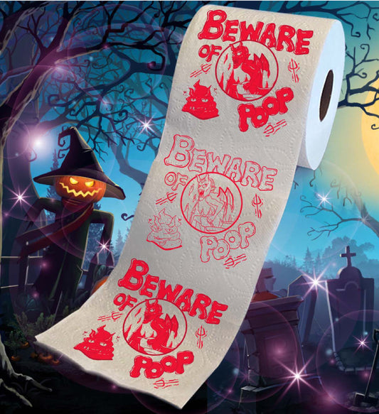 Printed TP Halloween Beware of Devil Poop Printed Toilet Paper Gift – 500 Sheet