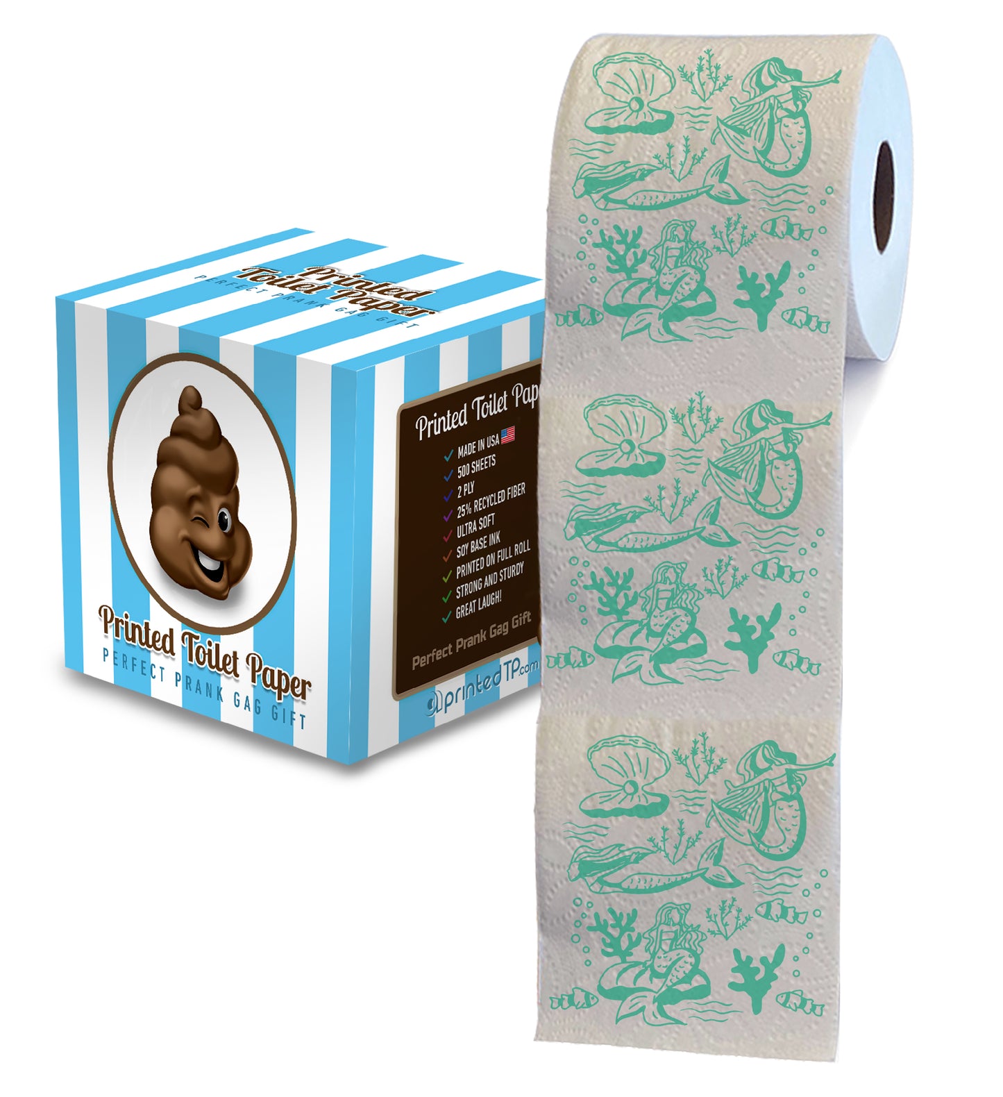 Printed TP Mermaid Pattern 2 Ply Toilet Paper Bathroom Tissue Paper -500 Sheets