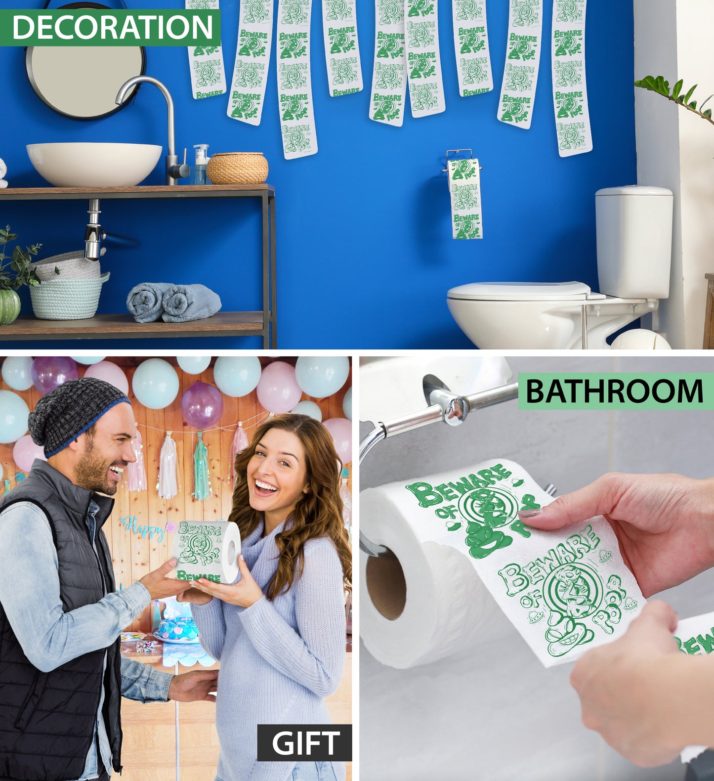 Printed TP Beware of Alien Poop Printed Toilet Paper Funny Gag Gift – 500 Sheet