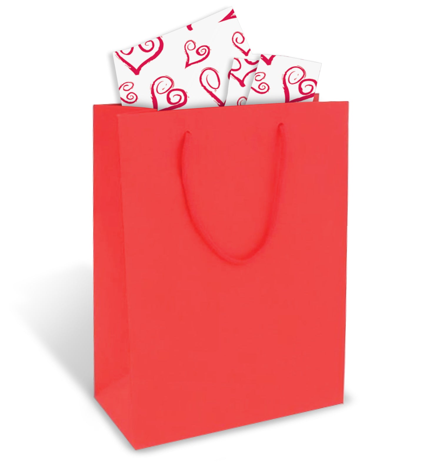 Red Gift Bag with Red Heart Tissue Paper