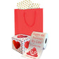 Red Gift Bag with Gold Heart Tissue Paper