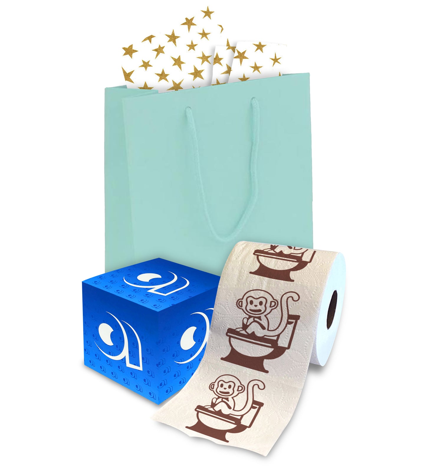 Blue Gift Bag with Gold Stars Tissue Paper