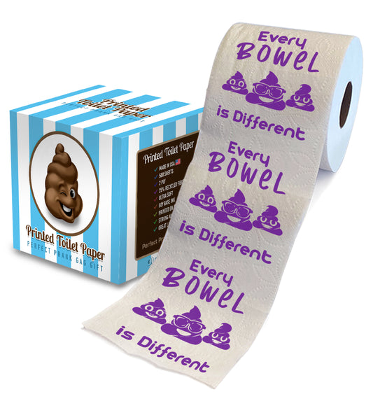 Printed TP Every Bowel Is Different Printed Toilet Paper Gag Gift – 500 Sheets